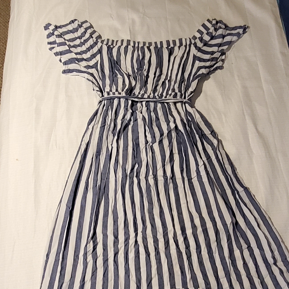 Striped Short Sleeve Woven Maternity Dress -Isabel Maternity